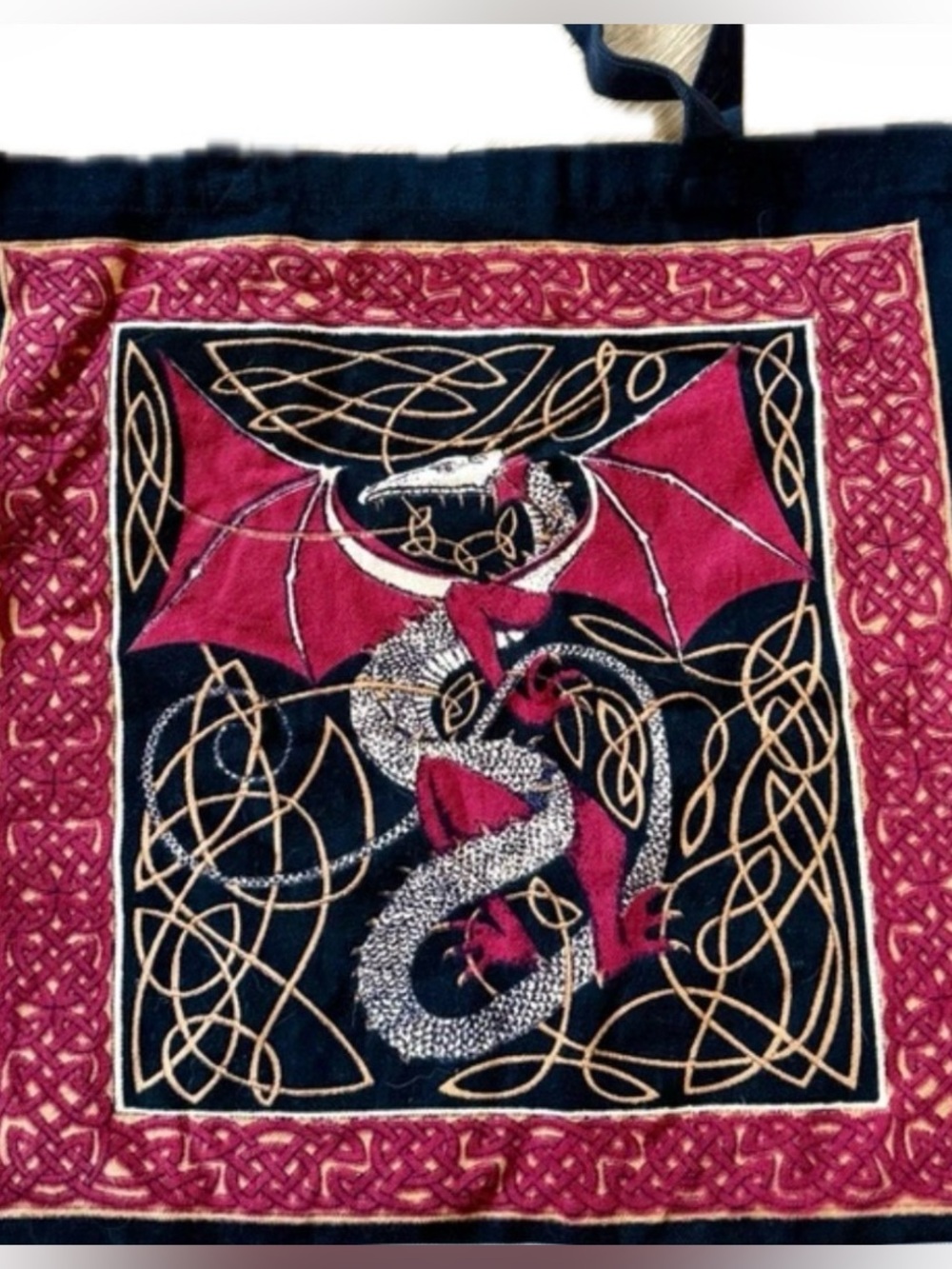 Celtic Dragon Tote Bag - Black and Red